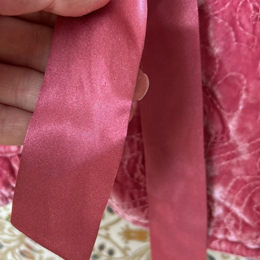Vintage Old Navy Girls Pink Velvet Embroidered Blazer w/Bow Pockets Split Cuff L